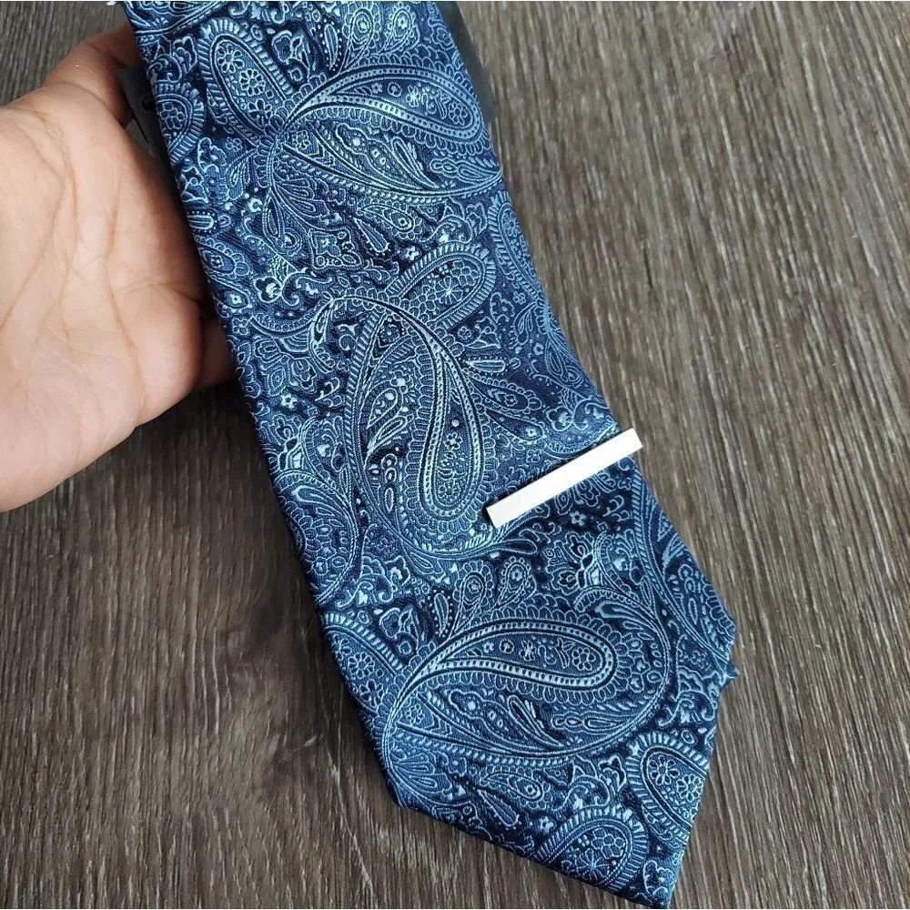 NEW Croft & Barrow Wolcott Paisley Midnight Blue Silk Blend Tie